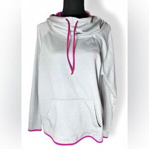 Champion Light Gray Hoodie with Pink Details | Size L | Cozy Streetwear Chic